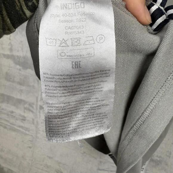 Indigo Japan Post Grey Polo Shirt size M Mt. Fuji Graphic Patch Japanese Y2K - Picture 5 of 7